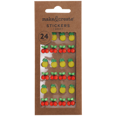 Pineapple and Cherry 3D Gem Stickers: Pack of 24 image number 3