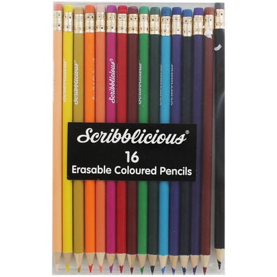 Scribblicious Erasable Coloured Pencils - Pack Of 16 image number 1
