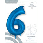 34 Inch Blue Number 6 Helium Balloon image number 2
