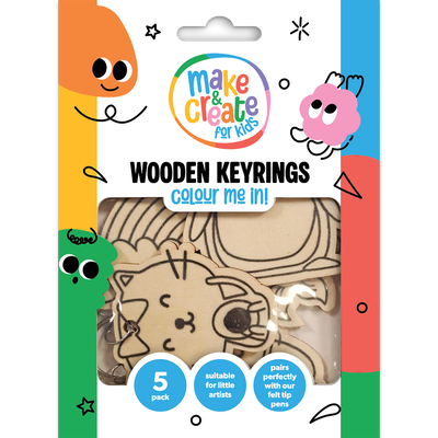 Colour Your Own Wooden Keyrings: Pack of 5 image number 1