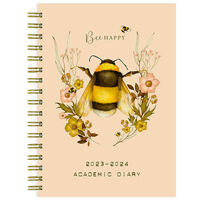 A5 Bee Happy 2023-2024 Day a Page Academic Diary