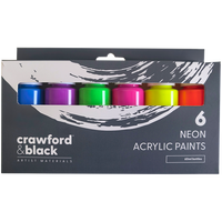Crawford & Black Neon Acrylic Paints: Pack of 6