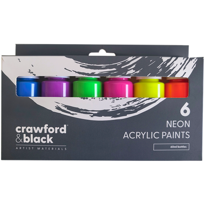 Crawford & Black Neon Acrylic Paints: Pack of 6 image number 1