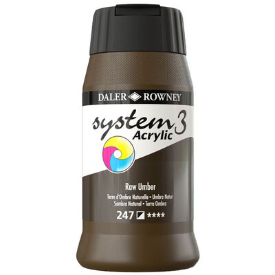 System 3 Acrylic Paint: Raw Umber 500ml image number 1