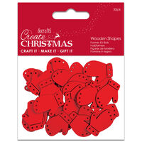 Christmas Mini Mittens Wooden Shapes: Pack of 30