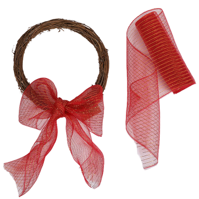Red Mesh Ribbon: 9m image number 3