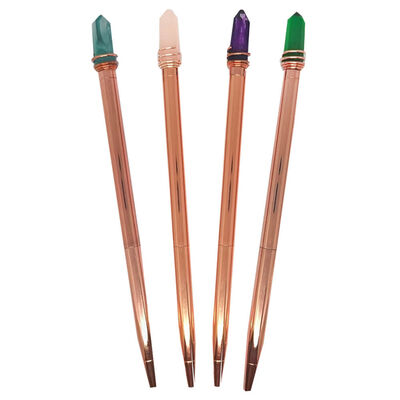 Rose Gold Crystal Quartz Top Ballpoint Pen: Assorted image number 2