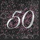 Black Pink 50th Paper Napkins - 16 Pack image number 1