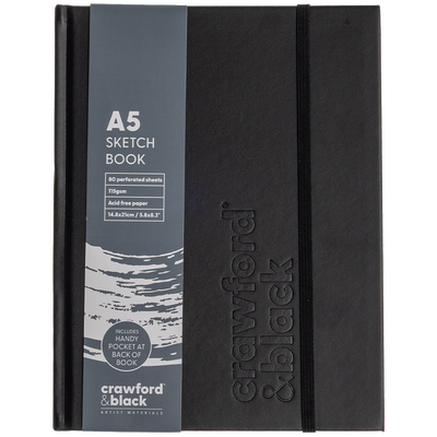 Crawford & Black Casebound Sketchbook A5 Black/Grey: Assorted image number 1