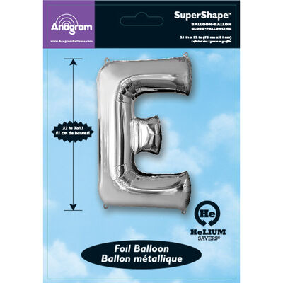 34 Inch Silver Letter E Helium Balloon image number 2