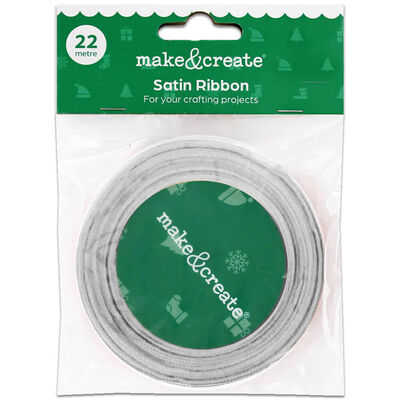 Silver Satin Ribbon: 22m image number 1