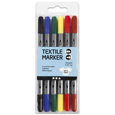 Textile Markers Standard Colours: Pack of 6 image number 1