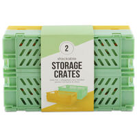 Green and Yellow Foldable Storage Crates: Pack of 2