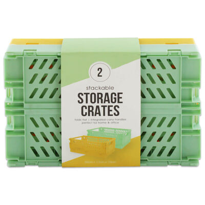 Green and Yellow Foldable Storage Crates: Pack of 2 image number 2