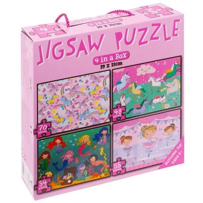 Pink 4 in 1 Jigsaw Puzzle Set image number 1