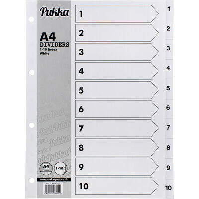 A4 Pukka 1-10 Index Dividers - 10 Pack image number 1