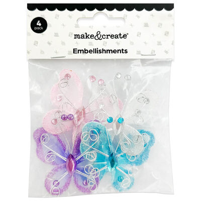 Nylon Butterfly Embellishments: Pack of 4 image number 1
