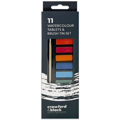 Crawford & Black Watercolour Tablets & Brush Tin Set image number 1