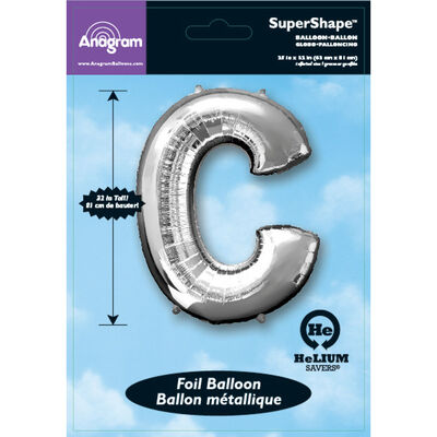34 Inch Silver Letter C Helium Balloon image number 2