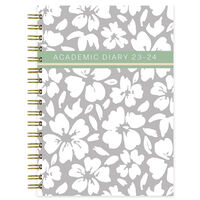 A5 Grey Flowers 2023-2024 Day a Page Academic Diary