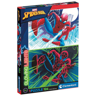 Marvel Spiderman Glowing Lights 104 Piece Jigsaw Puzzle image number 1