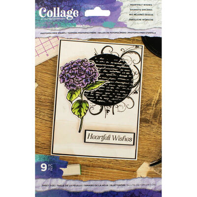 Crafter's Companion Collage Photopolymer Stamp - Heartfelt Wishes image number 1