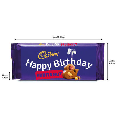Cadbury Dairy Milk Fruit & Nut Chocolate Bar 110g - Happy Birthday image number 2