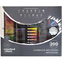 Crawford & Black Complete Art Studio with Easel: 200 Piece Set