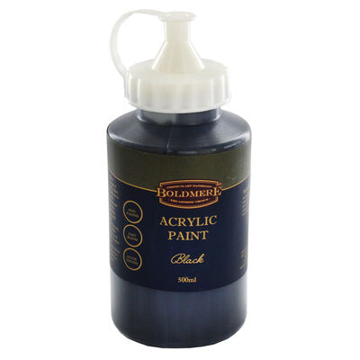 Boldmere Black Acrylic Paint: 500ml image number 1