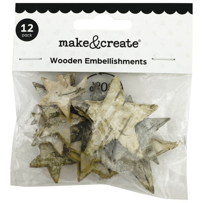 Wooden Star Embellishments: Pack of 12 image number 1