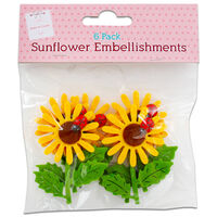 Sunflower Embellishments: Pack of 6