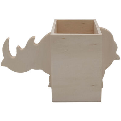 Wooden Rhino Pen Pot image number 1