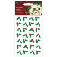 Glitter Holly Stickers: Pack of 28