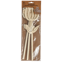 Wooden Single Stem Flowers: Pack of 3