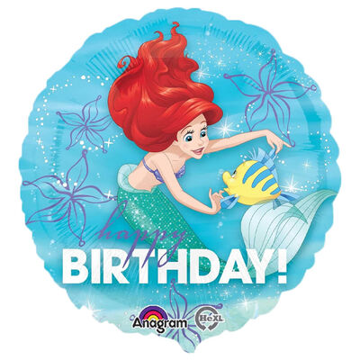 18 Inch Ariel Happy Birthday Helium Balloon image number 1