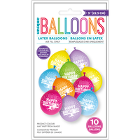 9 Inch Happy Birthday Latex Balloons: Pack of 10