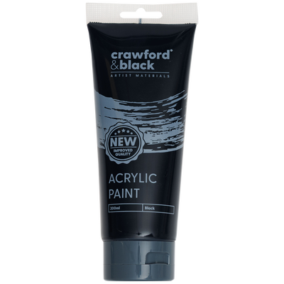 Crawford & Black Black Acrylic Paint: 200ml image number 1