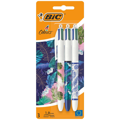 Bic 4 Colour Ball Pens Botanical: Pack of 4 image number 1