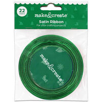 Christmas Green Satin Ribbon 22m