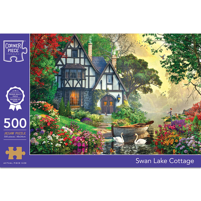 Swan Lake Cottage 500 Piece Jigsaw Puzzle image number 1