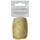 Christmas Gold Paper Raffia Ribbon: 10m image number 1