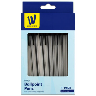 Works Essentials Black Ballpoint Pens: Pack of 10 image number 1