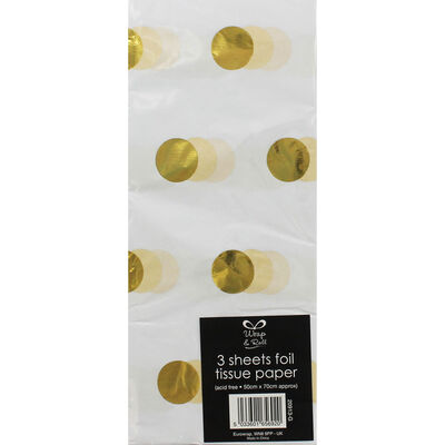 Gold Polka Dot Foil Tissue Paper - 3 Sheets image number 1