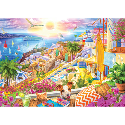 Santorini Sunset View 1000 Piece Jigsaw Puzzle image number 2