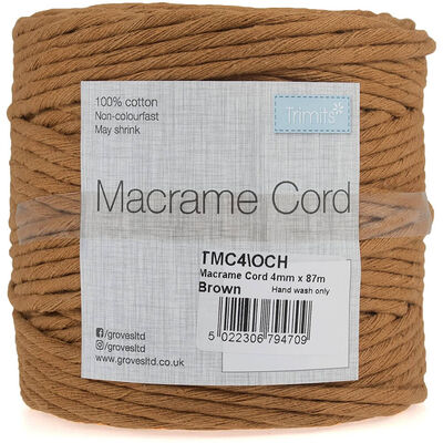 Trimits: Ochre Cotton Macrame Cord 87m x 4mm image number 1