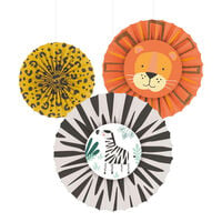 Safari Fan Party Decorations: Pack of 3