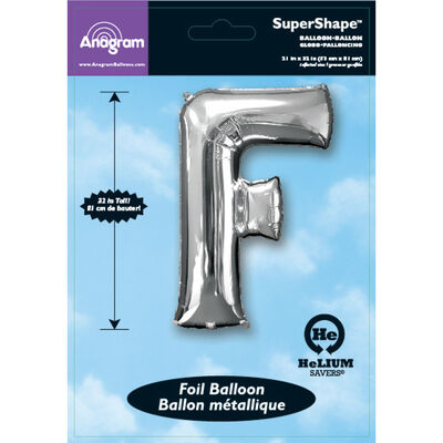 34 Inch Silver Letter F Helium Balloon image number 2