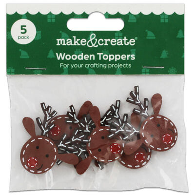 Wooden Reindeer Toppers: Pack of 5 image number 1