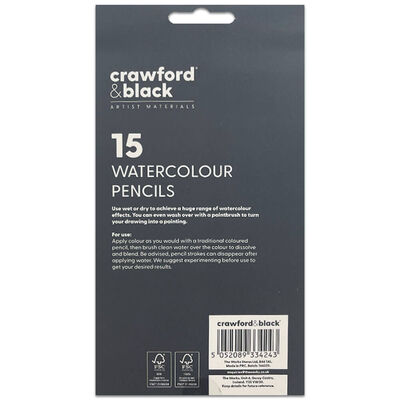 Crawford & Black Watercolour Pencils: Pack of 15 image number 2