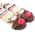 Festive Reindeer Pom Pom Slipper Socks - Size 6-8 image number 3